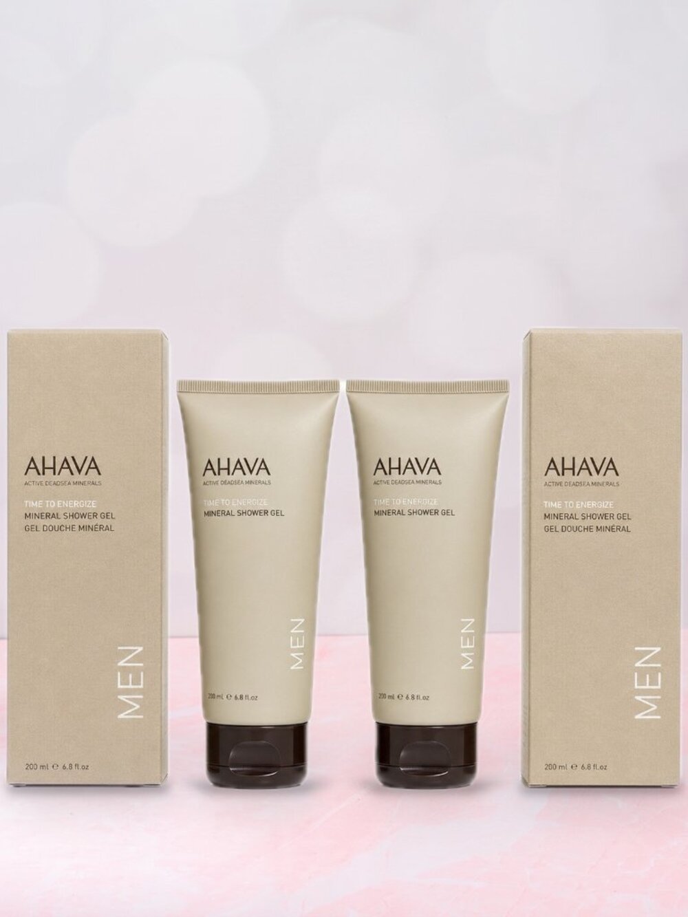 2 Pack AHAVA Men Time To Energize Mineral Shower Gel 6.8 fl oz / 200ml Body Wash